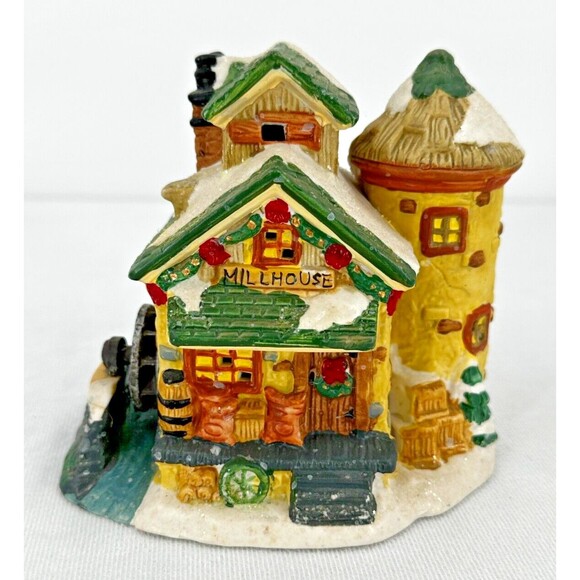 WINDHAM HEIGHTS 2004 Cobblestone Corners Christmas Village Mill House w Wheel - Picture 1 of 8